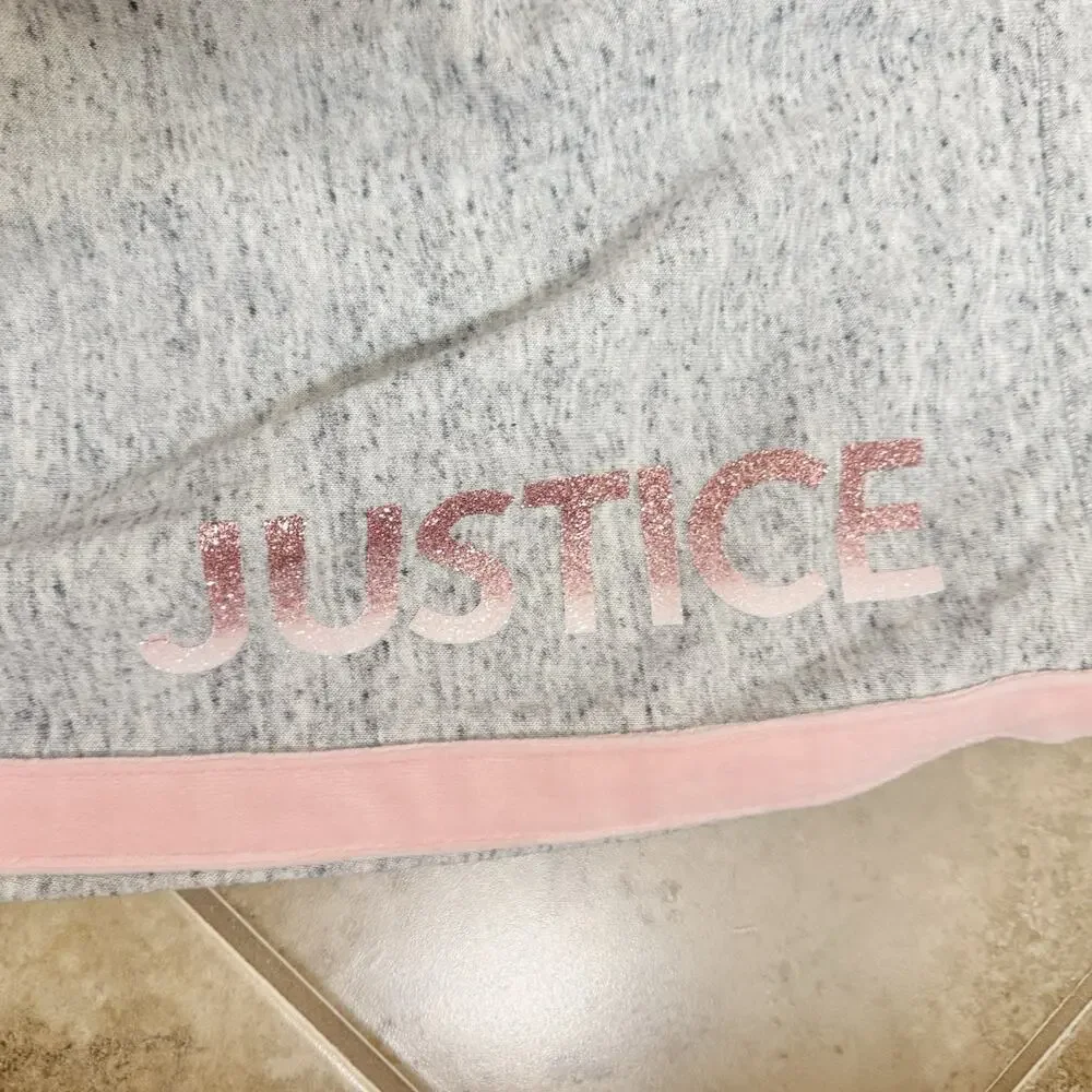 Justice Girls Gray/Pink Side Stripe Fleece Jogger Pants, Size 20